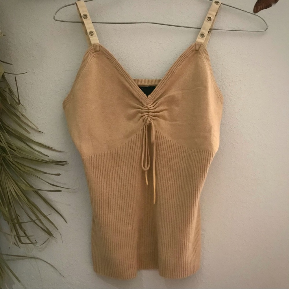 Tan ribbed knit tank top